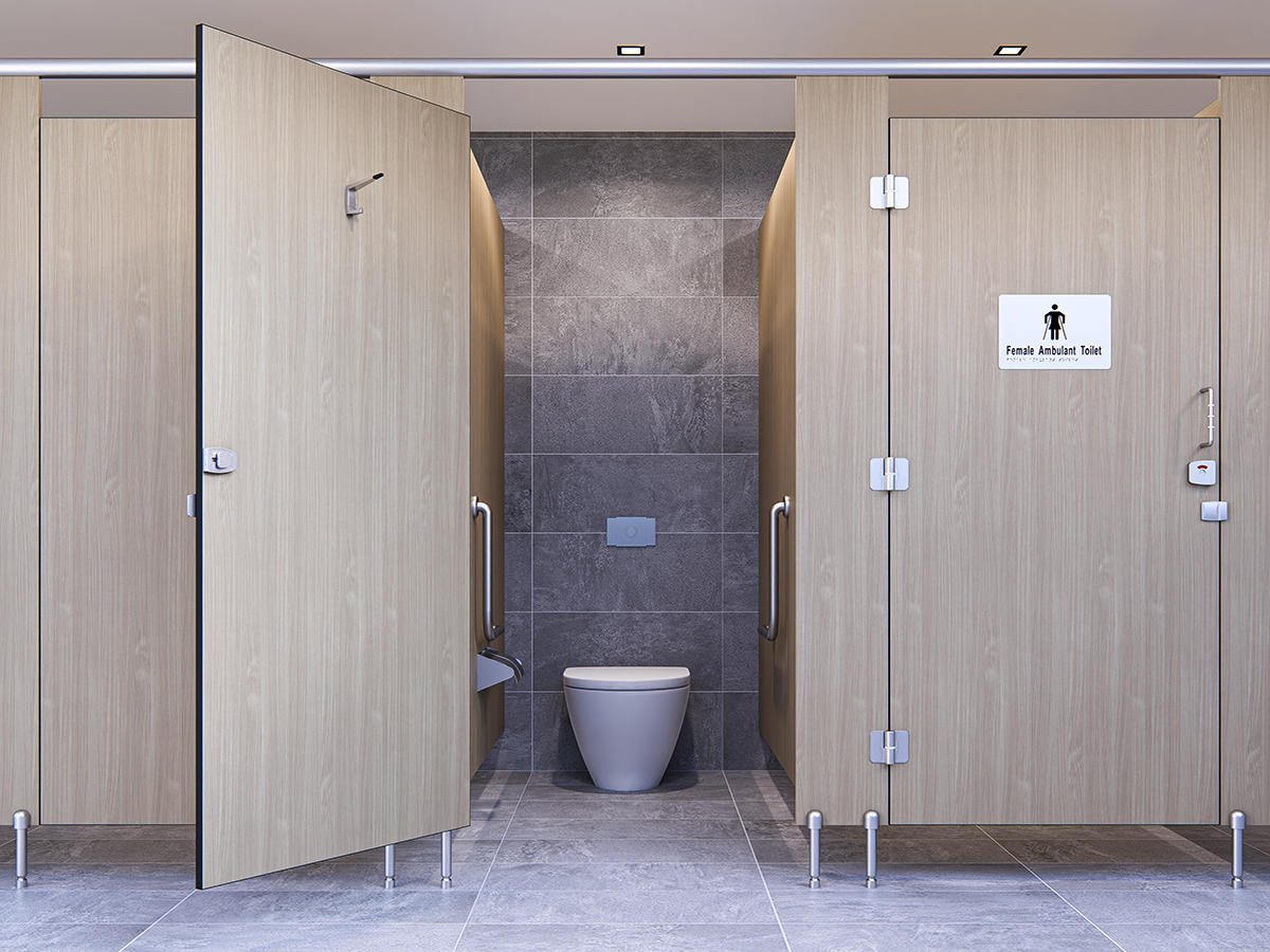 Complete Ambulant Toilet Cubicle Package in Satin Stainless Steel