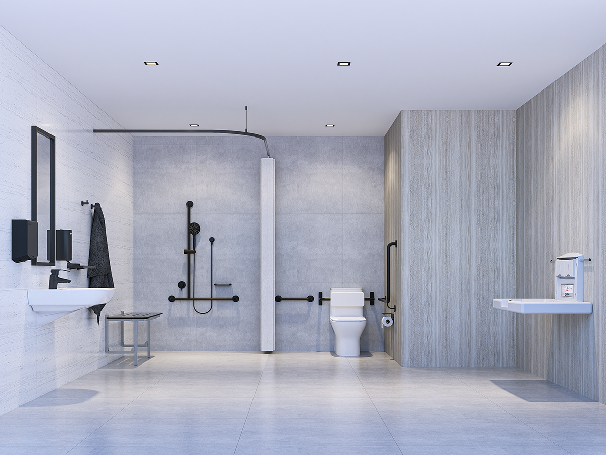 Complete Accessible Bathroom Package Left Hand in Designer Black