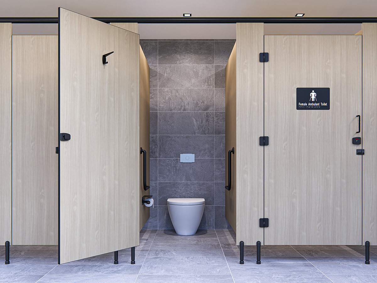 Complete Ambulant Toilet Cubicle Package in Designer Black