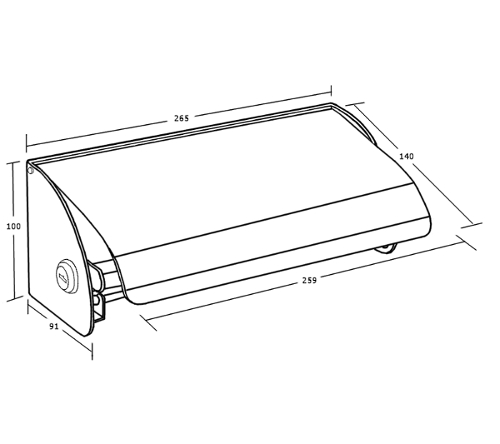 ML267 Dual Lockable Toilet Roll Holder Drawing