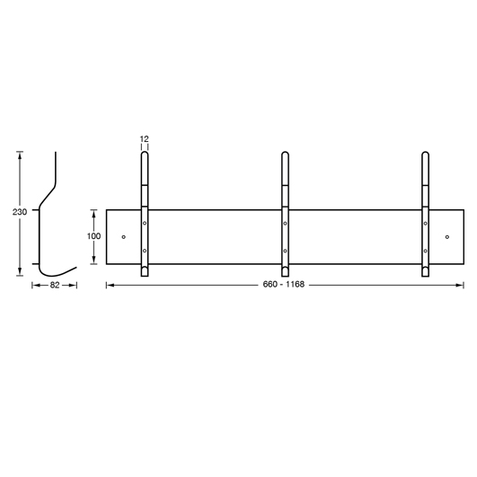 ML980-Series - Hook Strip in Satin Stainless Steel