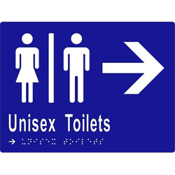 ML16216 Unisex Toilets Divided & Arrow Braille Sign