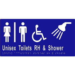 ML16296 Unisex Accessible Toilets Divided RH Transfer & Shower Braille Sign