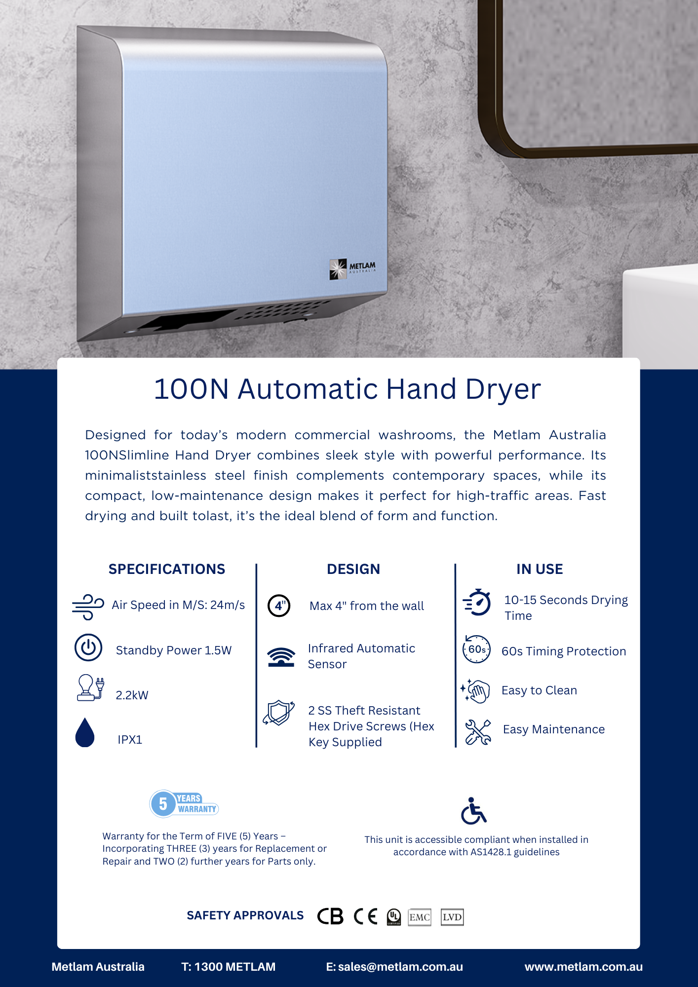 Metlam Australia 100N Hand Dryer Flyer