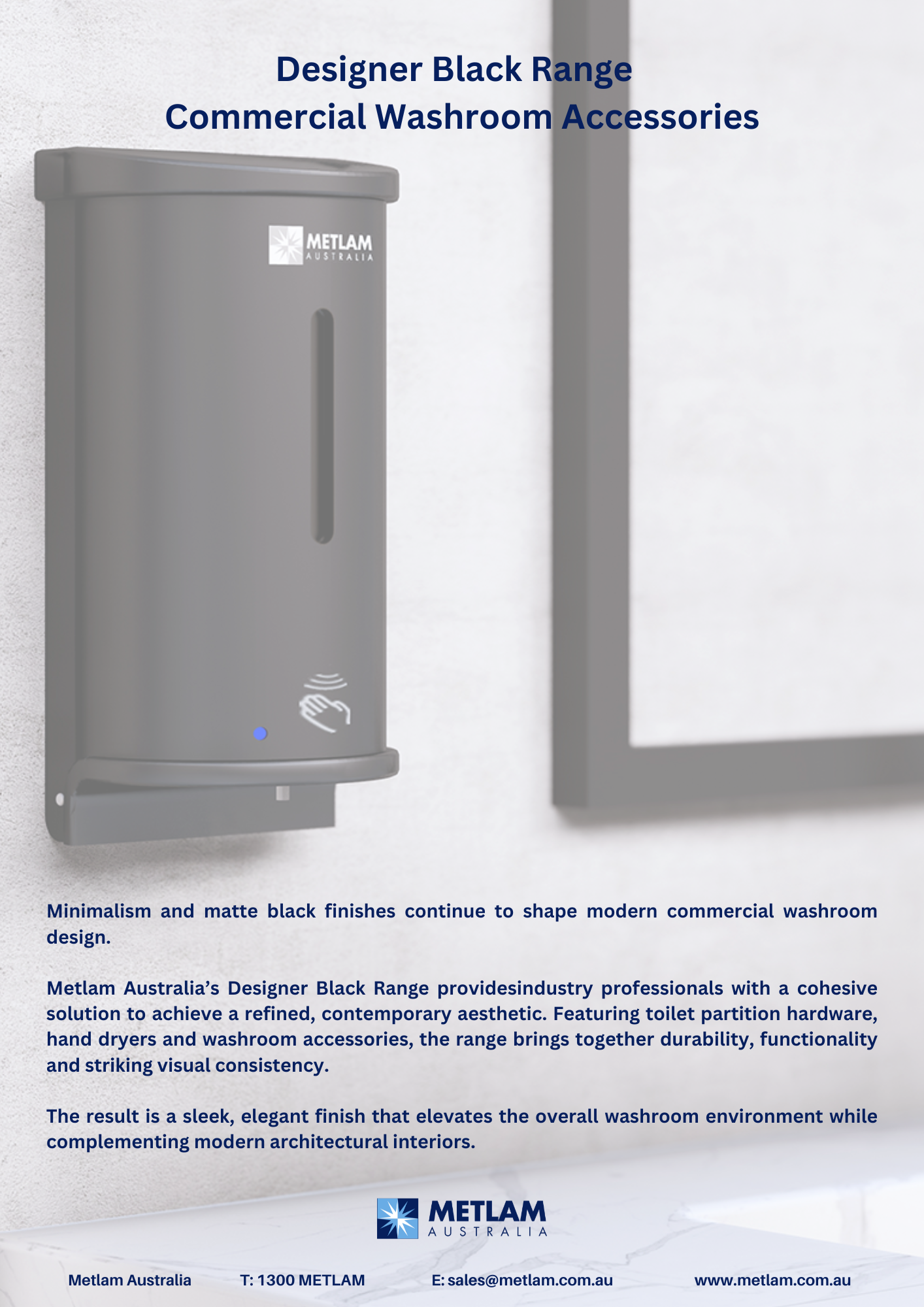 Metlam Australia Designer Black Range of Washroom Accessories