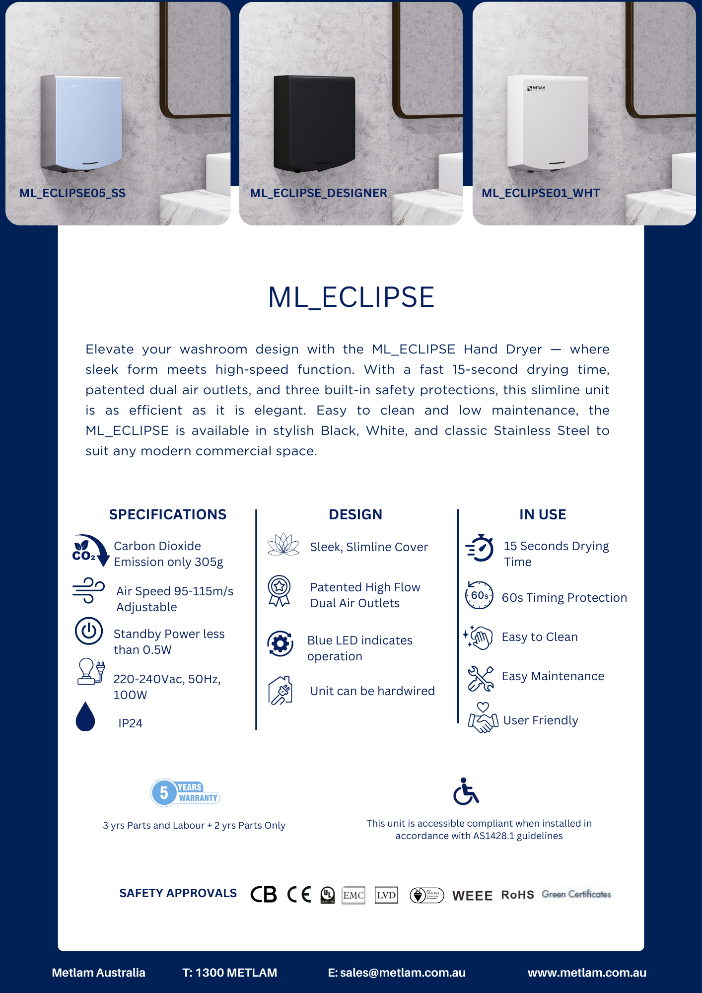 Metlam Australia Eclipse Hand Dryer Flyer