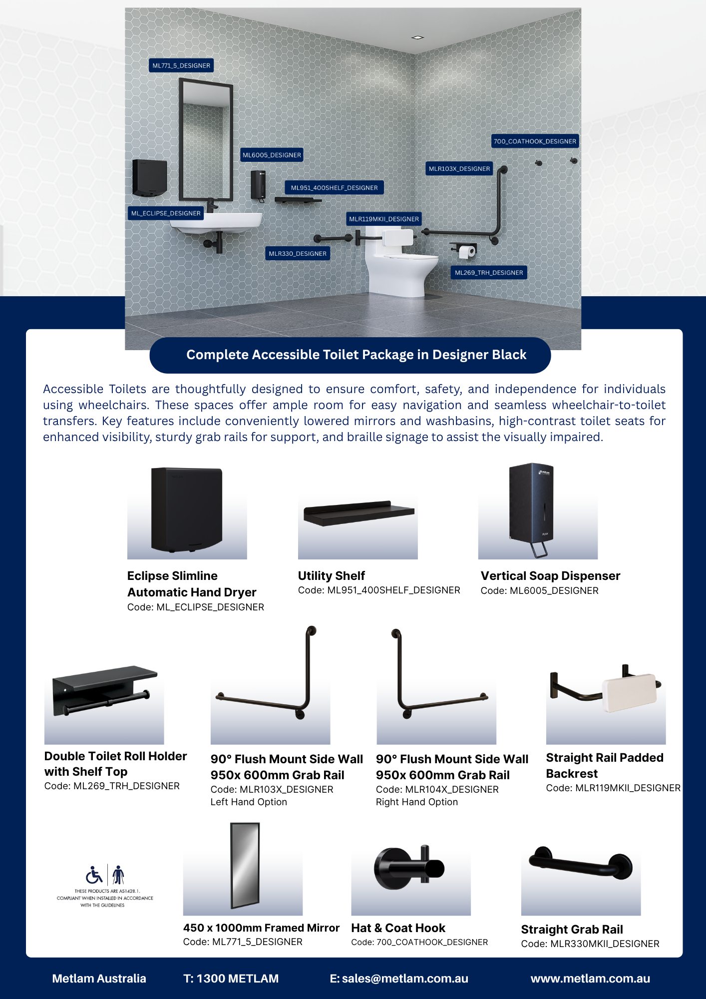 Complete Accessible Toilet Package in Designer Black