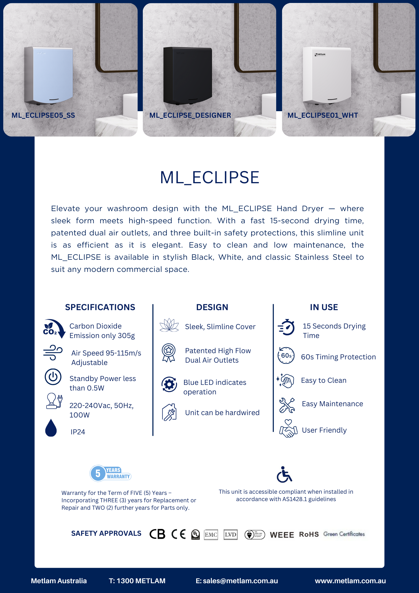 Metlam Australia Eclipse Hand Dryer Flyer
