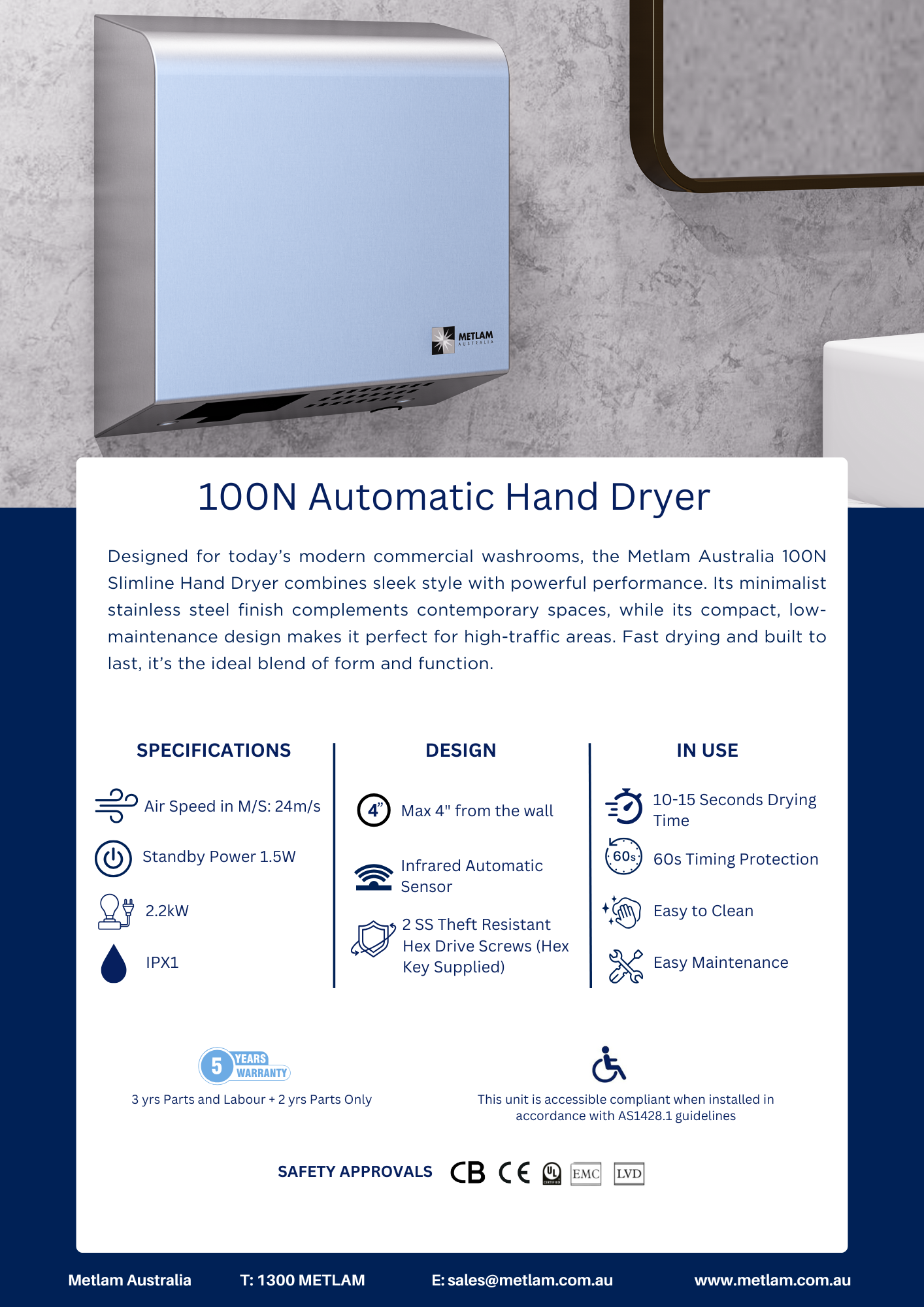 Metlam Australia 100N Hand Dryer Flyer