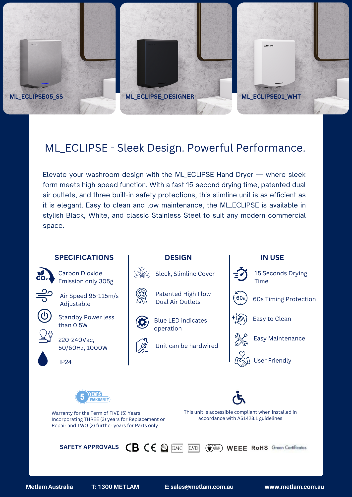 Metlam Australia Eclipse Hand Dryer Flyer