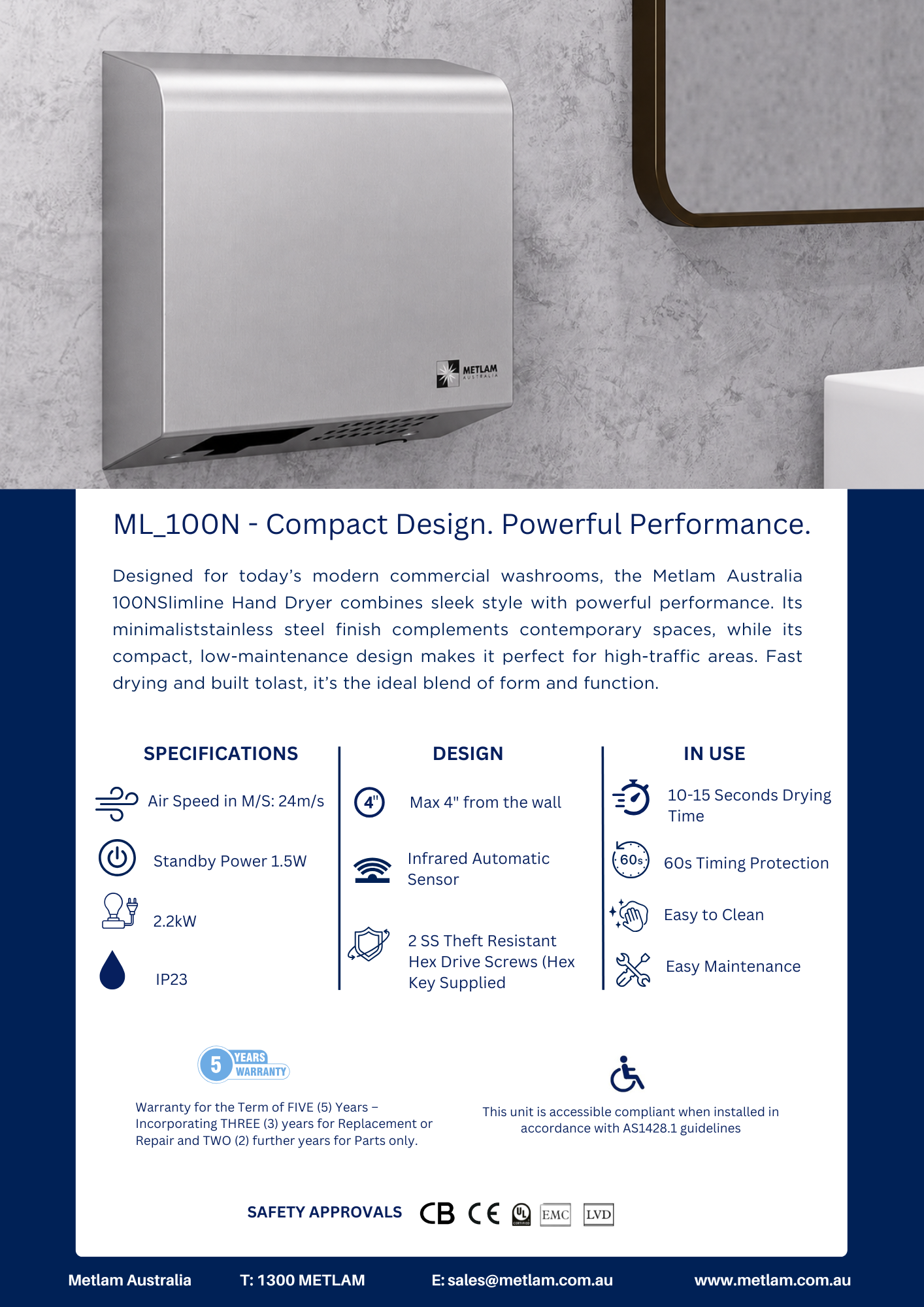 Metlam Australia 100N Hand Dryer Flyer