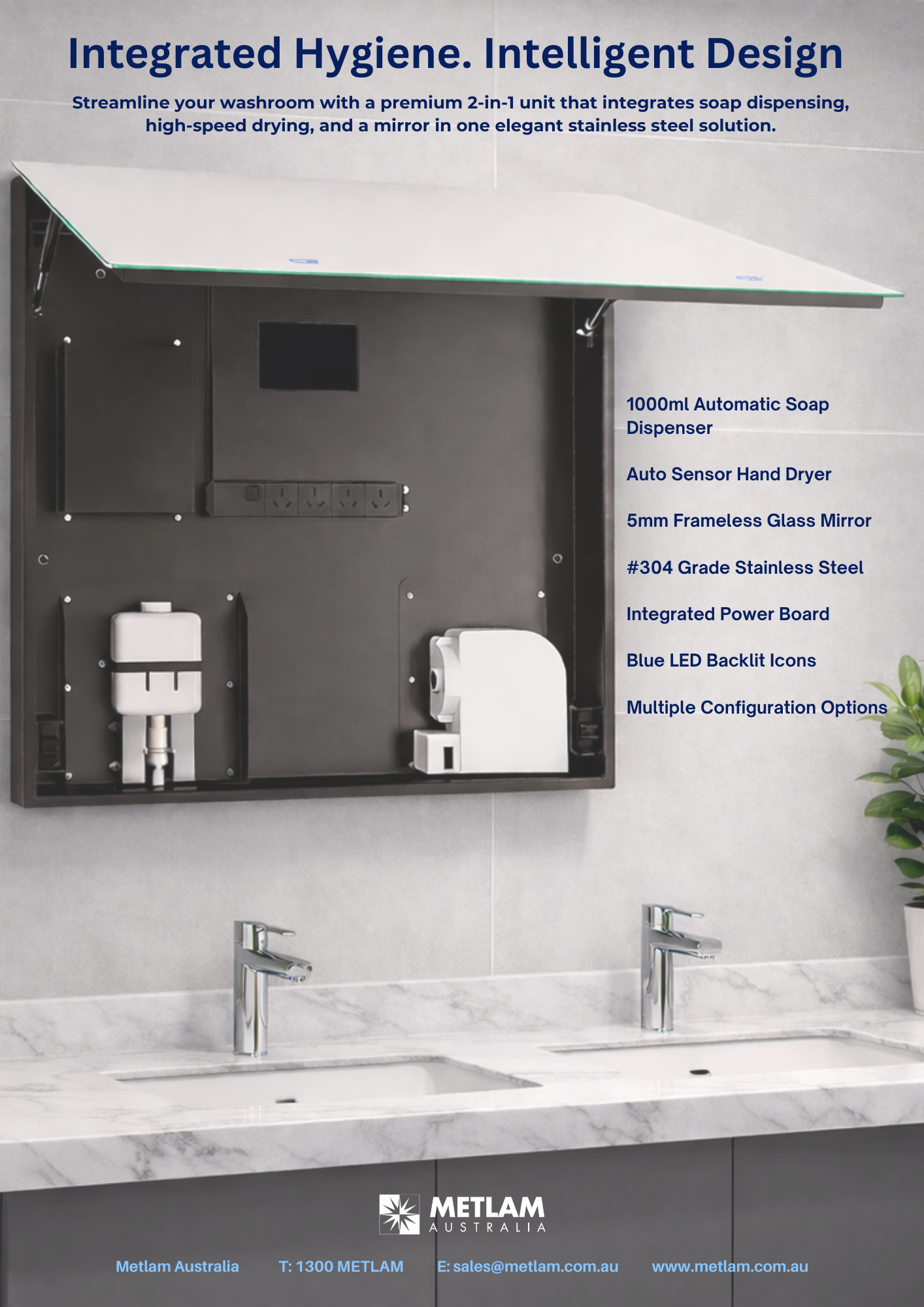 Metlam Australia 2-in-1 Integrated Mirror Cabinet