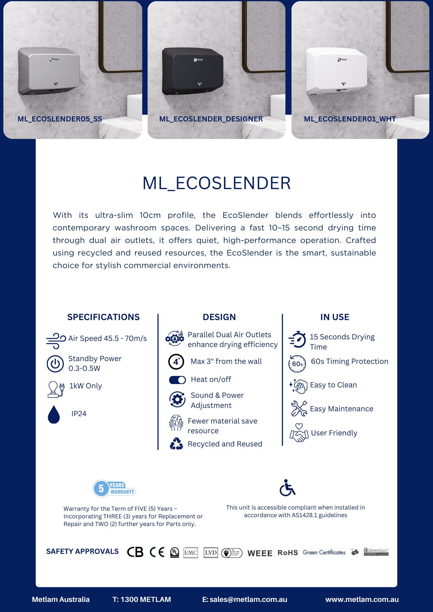 Metlam Australia EcoSlender Hand Dryer Flyer